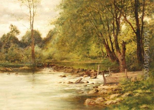 Summer River Landscape Oil Painting - Charles Linford