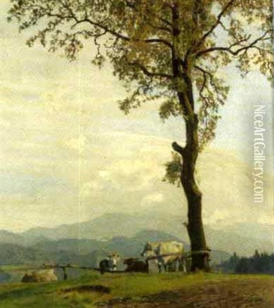 Kuhe Auf Der Weide Oil Painting - Hans Frank