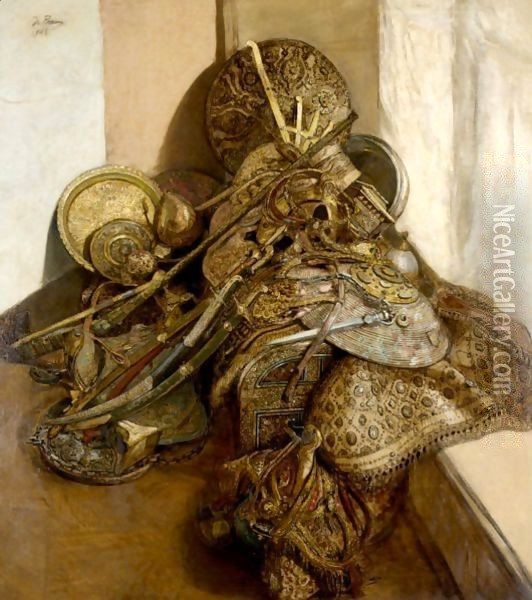 A Trophy Of Arms Oil Painting - Vasili Vasilyevich Vereshchagin