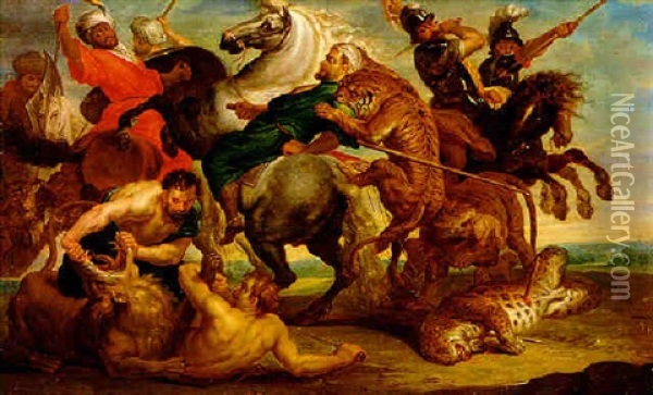 Caceria De Tigres Oil Painting - Balthasar Beschey