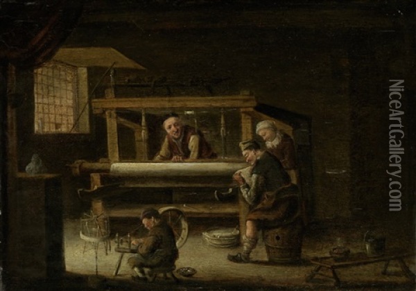 Die Weberwerkstatt Oil Painting - Cornelis Gerritsz Decker