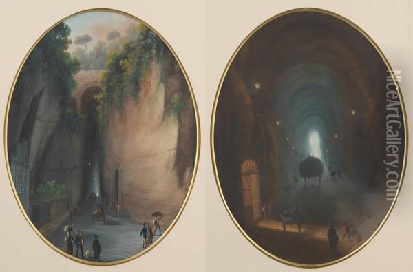Entree De La Grotte De Pozzuoli Oil Painting - Walter Goodall