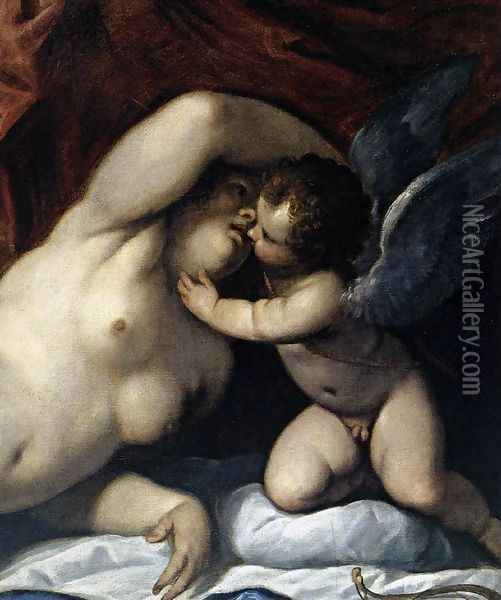 Venus and Cupid at Vulcan's Forge (detail) c. 1610 Oil Painting - Palma Vecchio (Jacopo Negretti)
