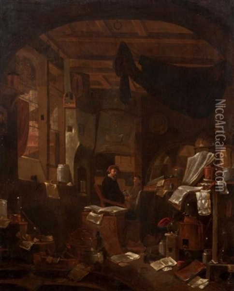 Le Cabinet De L'alchimiste Oil Painting - Thomas Wyck