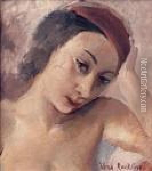 Jeune Femme Au Beret Rouge Oil Painting - Vera Rockline
