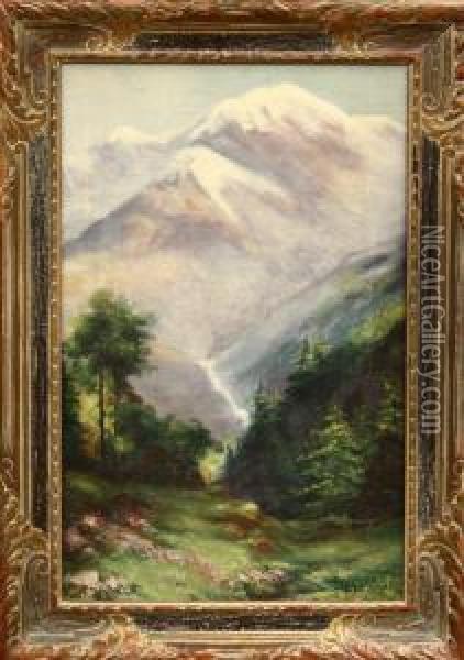 View Of A Mountain Oil Painting - Carl Henrik Jonnevold