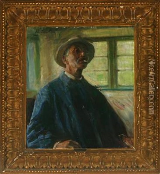 The Artist's Self-portrait Oil Painting - Julius Paulsen