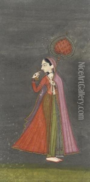 With A Fan And Bottle, Bikaner, Rajasthan Oil Painting - Lady L. Jenkinson