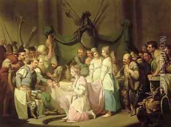 The Meeting of Vortigern and Rowena Oil Painting - John Hamilton Mortimer