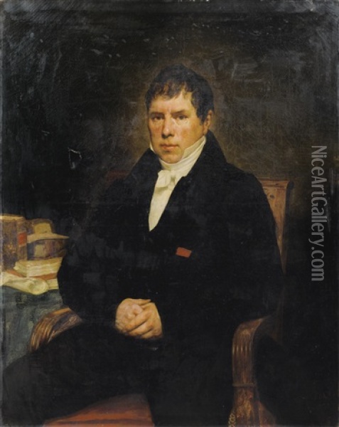 Portrait D'homme A Son Bureau Oil Painting - Ary Scheffer