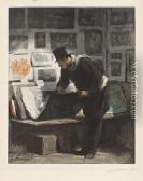 Nach - L'amateur D'estampes (der Grafik-liebhaber) Oil Painting - Honore Daumier