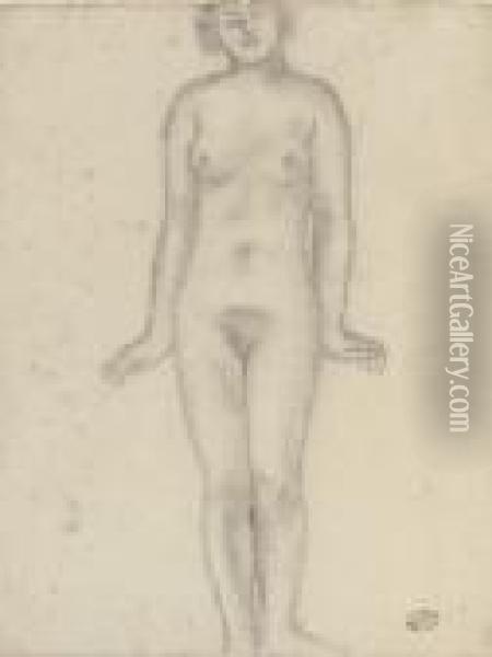 Study For The Central Figure Of 'les Trois Nymphes' Oil Painting - Aristide Maillol