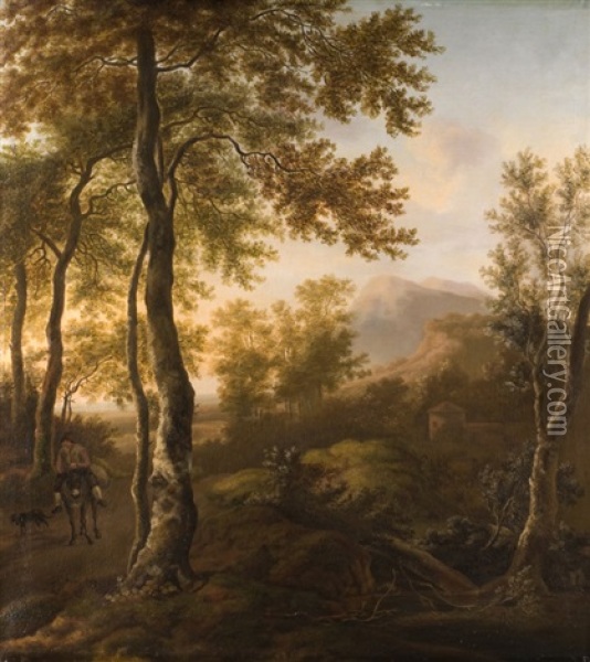 Reiter Auf Maultier Mit Hund In Tiefer Landschaft Oil Painting - Jan Dirksz. Both
