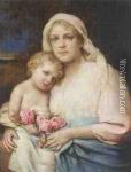 Mutter Mit Kind Oil Painting - Gabriel Cornelius Von Max