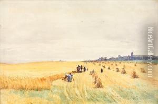 A Harvest Field Oil Painting - William Ewart Lockhart