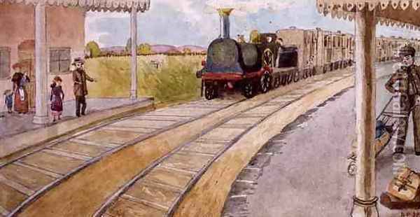 Catching the Train, Addiscombe, 1883 Oil Painting - Rosa Petherick
