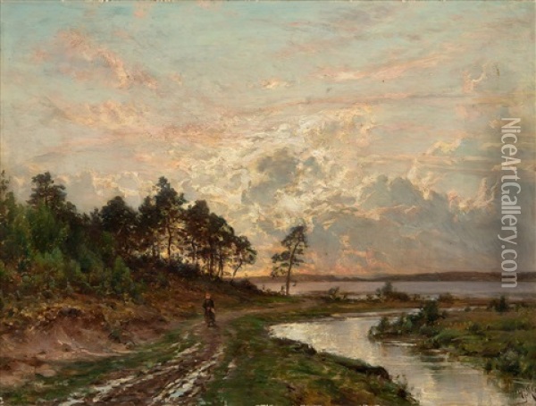 Evening Mood Oil Painting - Magnus Hjalmar Munsterhjelm