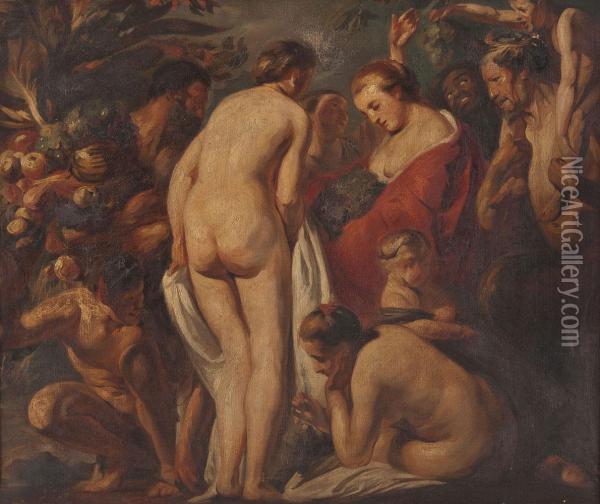 Mythologische Szene (nach Jacob Jordaens) Oil Painting - Gustave Leonhard de Jonghe