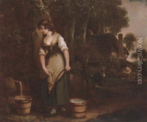 At The Well Oil Painting - William Redmore Bigg