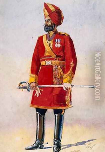 The Commandant of the Bharatpur Infantry Oil Painting - Alfred Crowdy Lovett