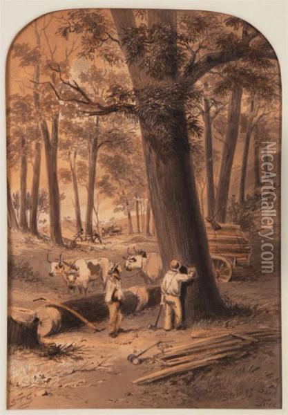 Stringy Bark Tree Oil Painting - Samuel Thomas Gill
