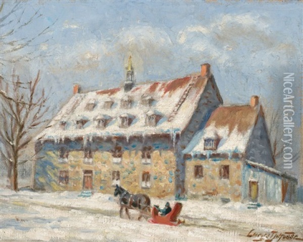 Paysage D'hiver Oil Painting - Georges Marie-Joseph Delfosse