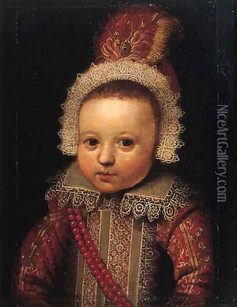 Portrait of a young boy, possibly Johan van der Veecken (1582-1638) Oil Painting - Michiel Jansz. van Mierevelt