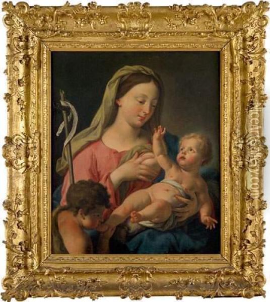 La Vierge, L'enfant Jesus Et Saint Jean Baptiste Oil Painting - Francesco de Mura