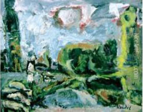 Berger Et Troupeau (1941) Oil Painting - Andre Blondel