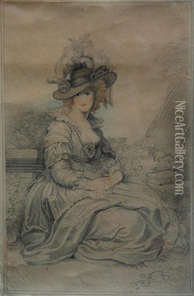 Portrait Of A Lady Seated In A Garden Oil Painting - Richard Cosway