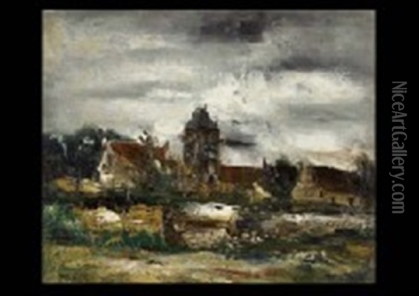 Landscape In Auvers Oil Painting - Yuzo Saeki