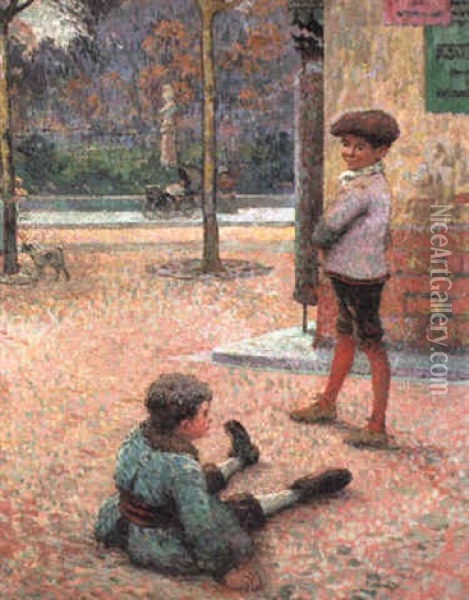 Enfants Jouant Au Ballon Oil Painting - Claude Emile Schuffenecker