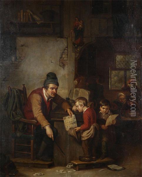 The Teacher Oil Painting - Adrien Ferdinand de Braekeleer
