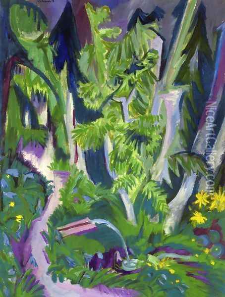 Mountain Forest Oil Painting - Ernst Ludwig Kirchner