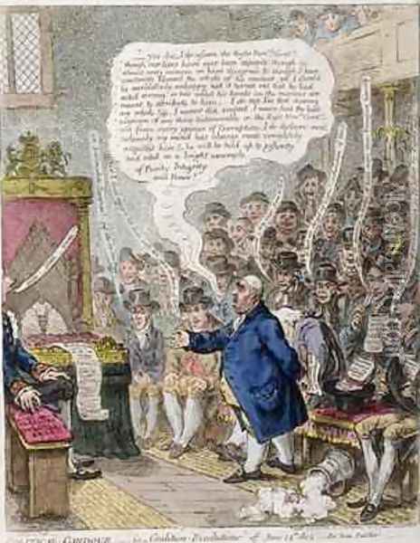 Political Candour ie Coalition Resolutions of June 14th 1805 Pro Bono Publico Oil Painting - James Gillray