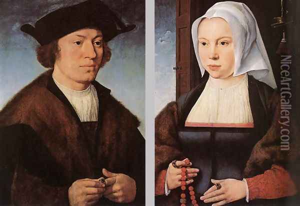Portrait of a Man and Woman 1520 and 1527 Oil Painting - Joos Van Cleve
