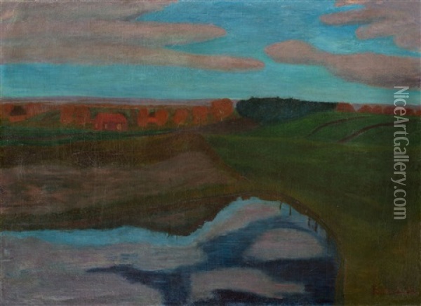 Herbstlandschaft Am Weyerberg Mit Tumpel Oil Painting - Paula Modersohn-Becker