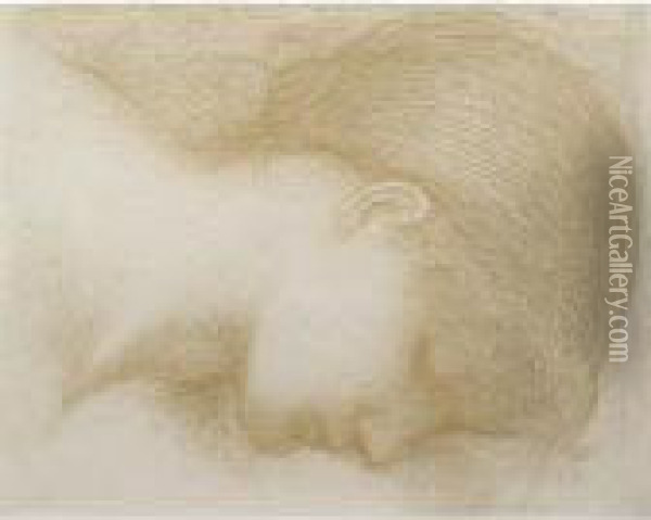 Study For One Of The Handmaidens In Oil Painting - Sir Edward Coley Burne-Jones