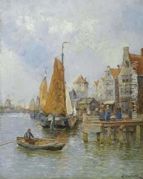 Ansicht Von Rotterdam. Oil Painting - Carl Wagner