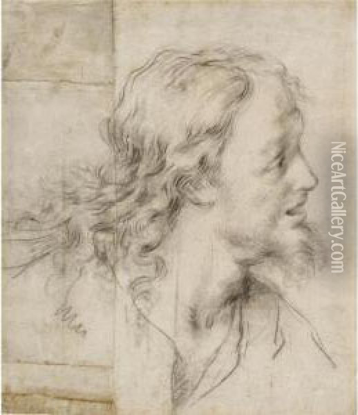 Recto: The Head Of Christ Verso: Study For A Flagellation Oil Painting - Benedetto Luti