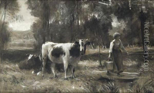 The Cow Girl Oil Painting - Julien Dupre