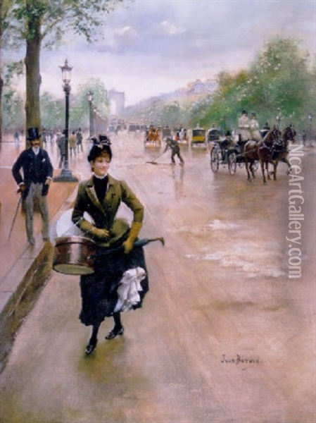 La Modiste Sur Les Champs Elysees Oil Painting - Jean Beraud