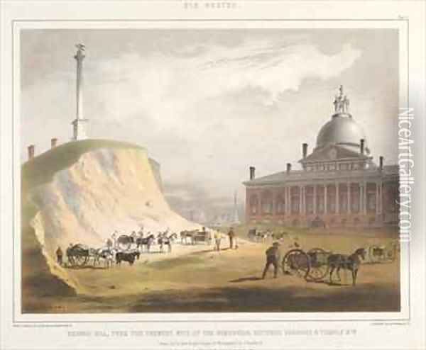 Old Boston Plate V Beacon Hill from the present site of the Reservoir Oil Painting - Bufford, John Henry