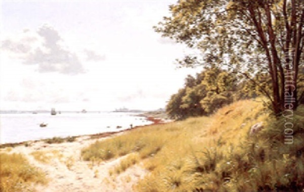 Udsigt Fra Hellebaek, Med Udsigt Til Kronborg Oil Painting - Vilhelm Groth