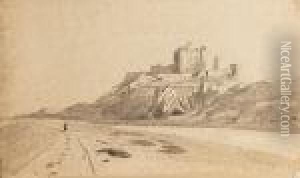 North West View Of Bamburgh Castle Oil Painting - John Varley