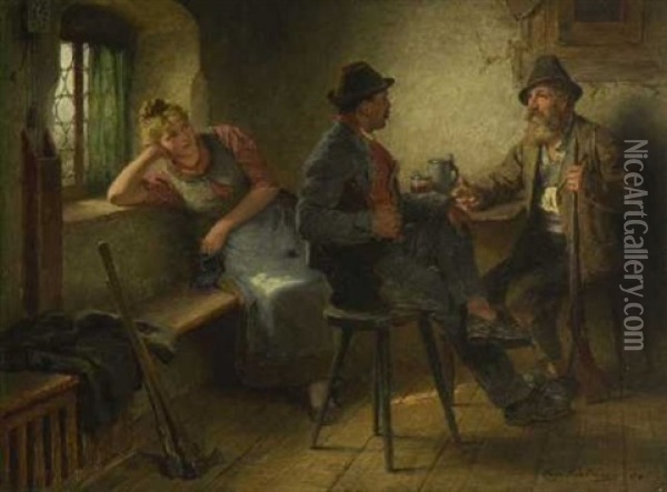 Madel, Jager Und Bursch Oil Painting - Hugo Wilhelm Kauffmann