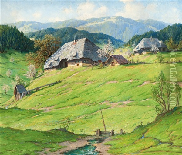 Hofe Bei Bernau Im Schwarzwald Oil Painting - Karl Hauptmann