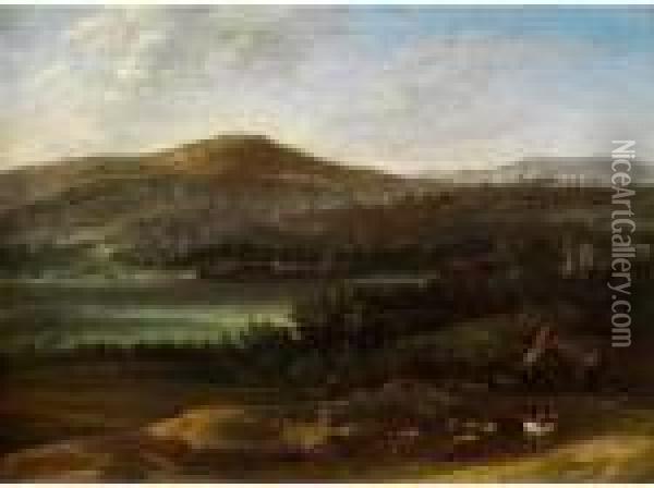 Landschaft Mit Ziehendenschafhirten Oil Painting - Karel Dujardin