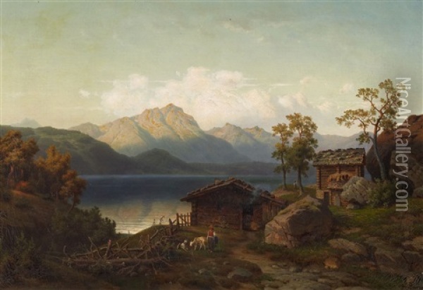 Sennhutten Am Vierwaldstatter See Oil Painting - Leonhard Rausch