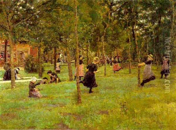 Spielende Kinder Im Park Oil Painting - Max Liebermann
